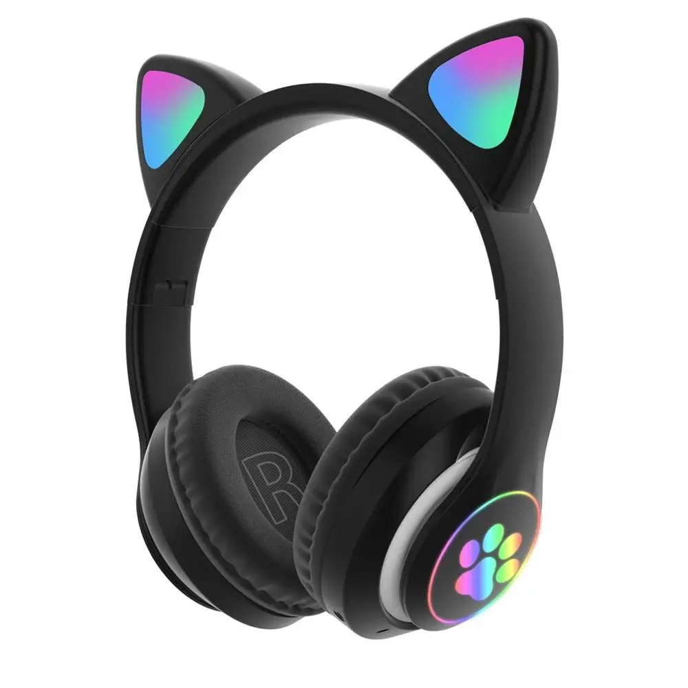 Luštna Mačka Slušalke Bluetooth 5.0 Brezžični Muisc Stereo Slušalke Z Mikrofonom Otrok, Hči Slušalke Z LED Luči