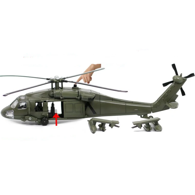 Zlitine Diecast Black Hawk Oboroženi Helikopter Vojaški Borec Model Z Sound & Light Otrok Zbirka, Ki Se Razvrščajo Otroci Igrače