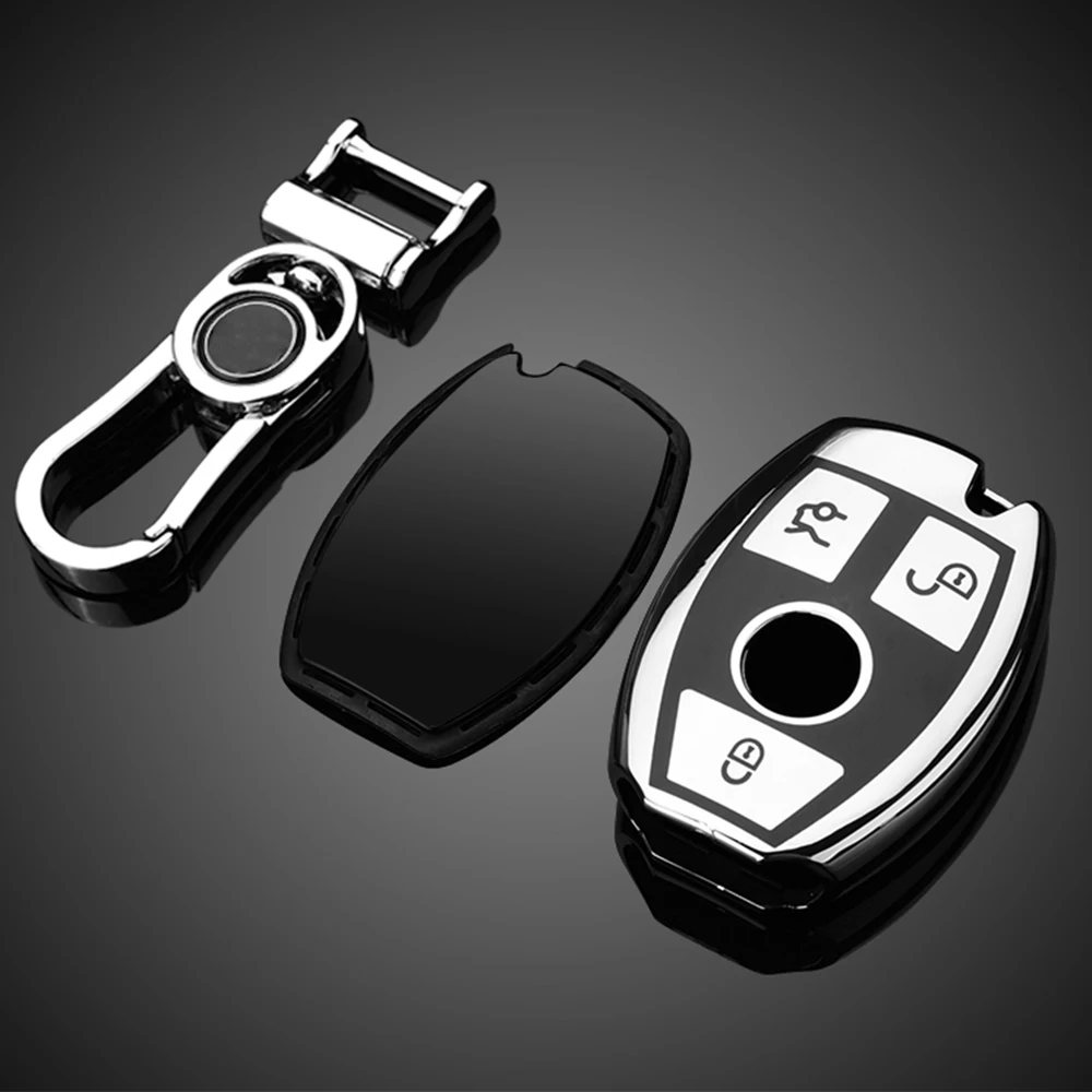 ZOBIG TPU+PC Avto Ključ Primeru Zajema Ključa Imetnika Veriga Obroč Za Mercedes Benz W203 W210 W211 W124 W202 W204 AMG
