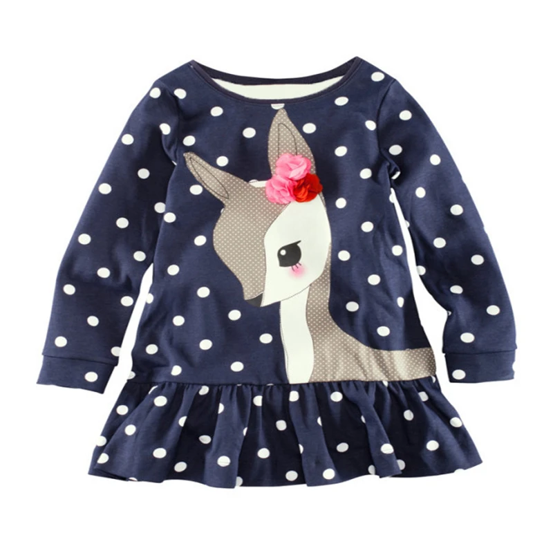 Nov modni Jelena Polka Pike Dekle Obleko Otroke, otroška Oblačila z Dolgimi Rokavi Bombaž Vrhu T-Shirt 1-7Y brezplačna dostava