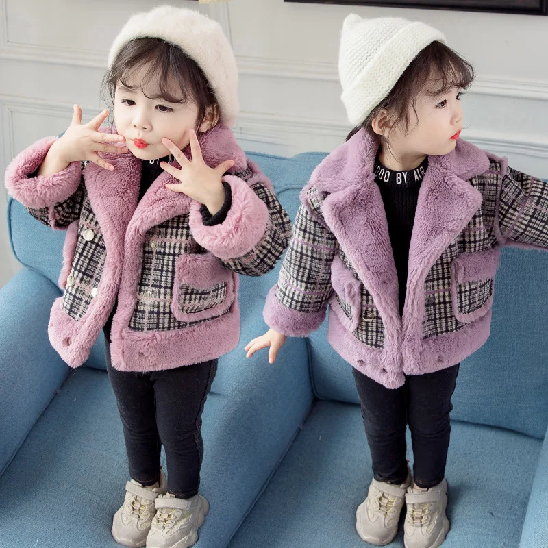 Nova Dekleta Pozimi Kariran Plašč Baby Pasja Moda Princesa Zgosti V Korejskem Slogu River Jakna