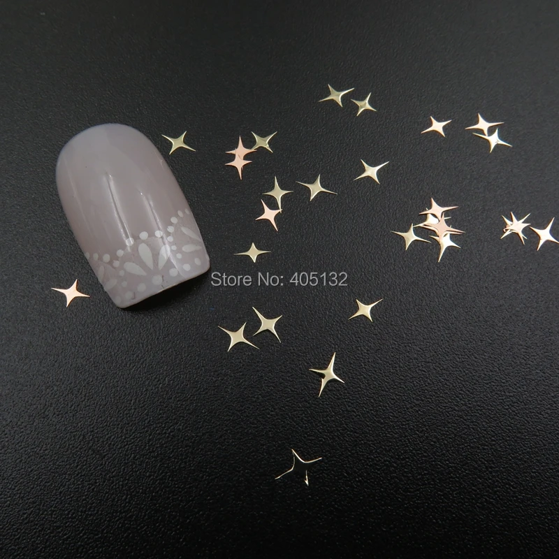 Cca. 1000pcs/vrečko Kovinsko Zlata Križ Star Design Brez lepila Kovinski Rezine Nail Art Okras MS-344-2