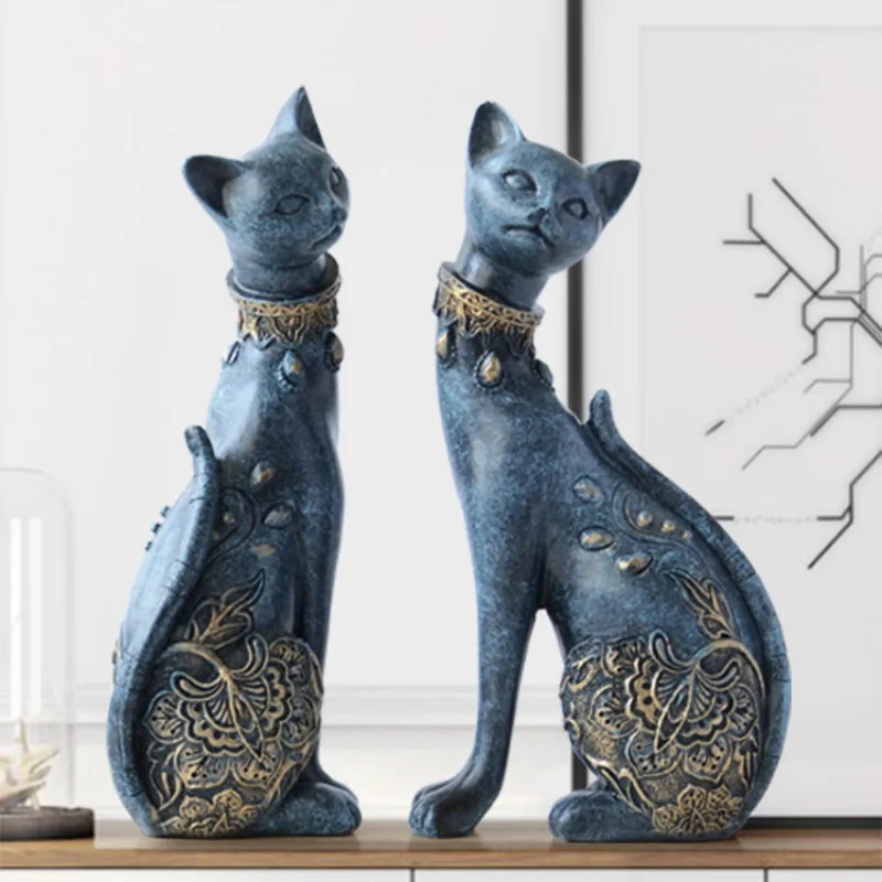 Figur Mačka Dekorativni Smolo kip za notranje dekoracije Evropske Kreativno poročno darilo živali doma dekor kiparstvo WF1021