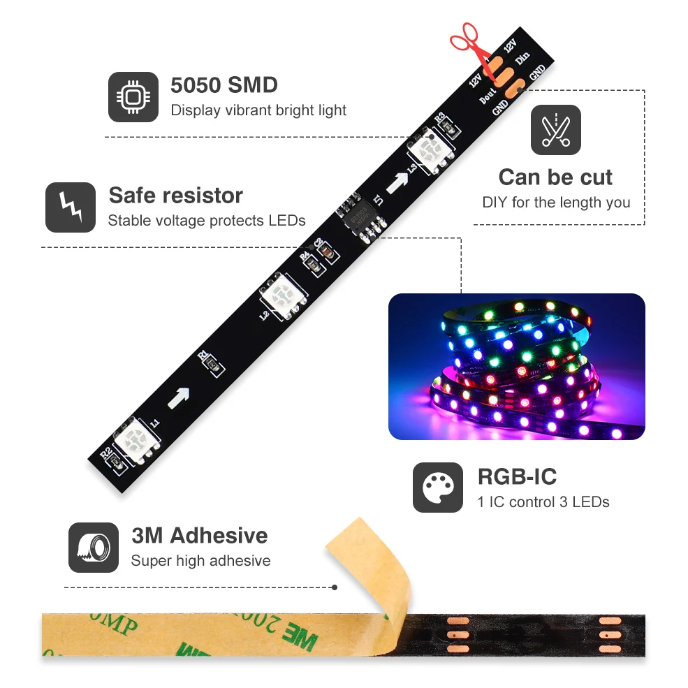 5M 10M WS2811 Smart WiFi RGB Prostor LED Trak Svetlobe 15M 20M Pixel LED Trak Delo z Alexa Google Pomočnik Glasovni Nadzor