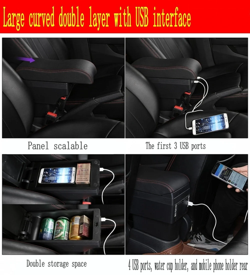 Za Seat ibiza armrest box USB Polnjenje povečujejo centralno Shranjevanje vsebine polje držalo pepelnik, pribor deli