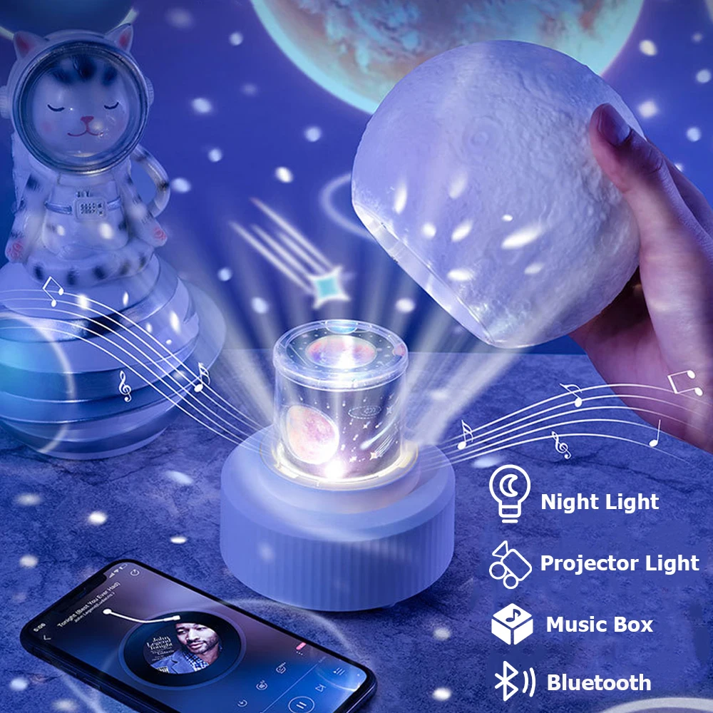 Galaxy Projektor LED Nočna Lučka Z Bluetooth Galaxy Lučka za Otroke Projektor Vrtenjem Glasbe Polje 3D Svetlobe, Spalnica Dekor