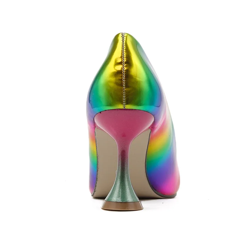 Venera Chan 2020 Novo Pomlad Jesen Rainbow Barva Ženske Črpalke Pokal nagnila Konicami Prstov Visokih Petah Sušilniki Čevlji Spike Pete Črpalke