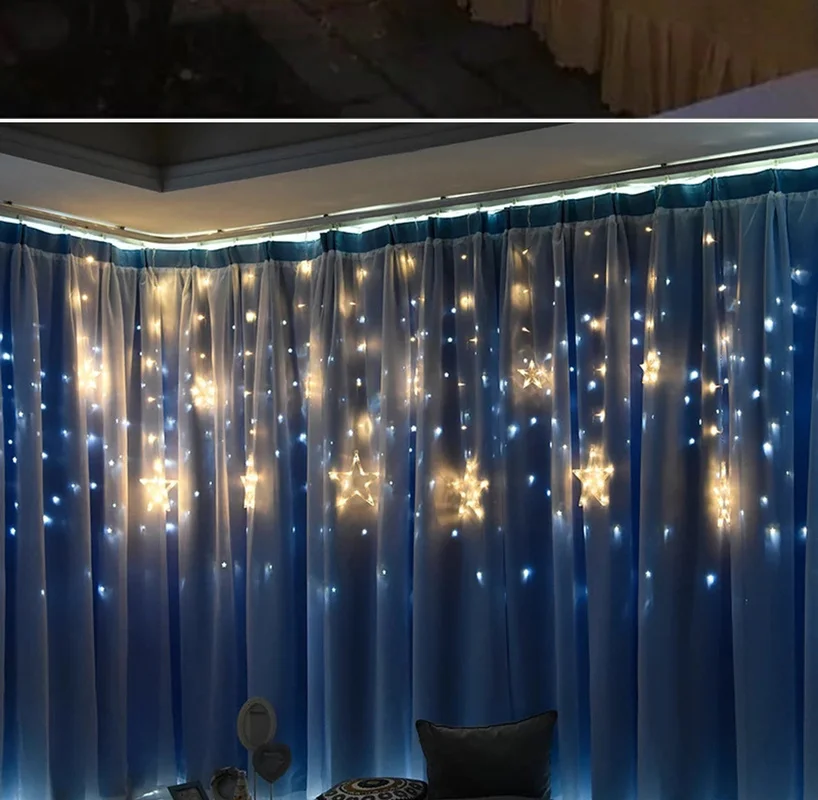 3,5 M LED Zvezda, Luna Zavese Luči, Božični Venci Niz Vila Luči na Prostem Za Dom Poroko Počitnice Stranka Novo Leto Decors