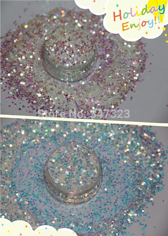 A31504-2829 Mix Velikost Mavrična Rainbow 2 Bele Barve, Bleščice za nail art in Drugih DIY dekoracijo 1Pack =25 g*2=50 g