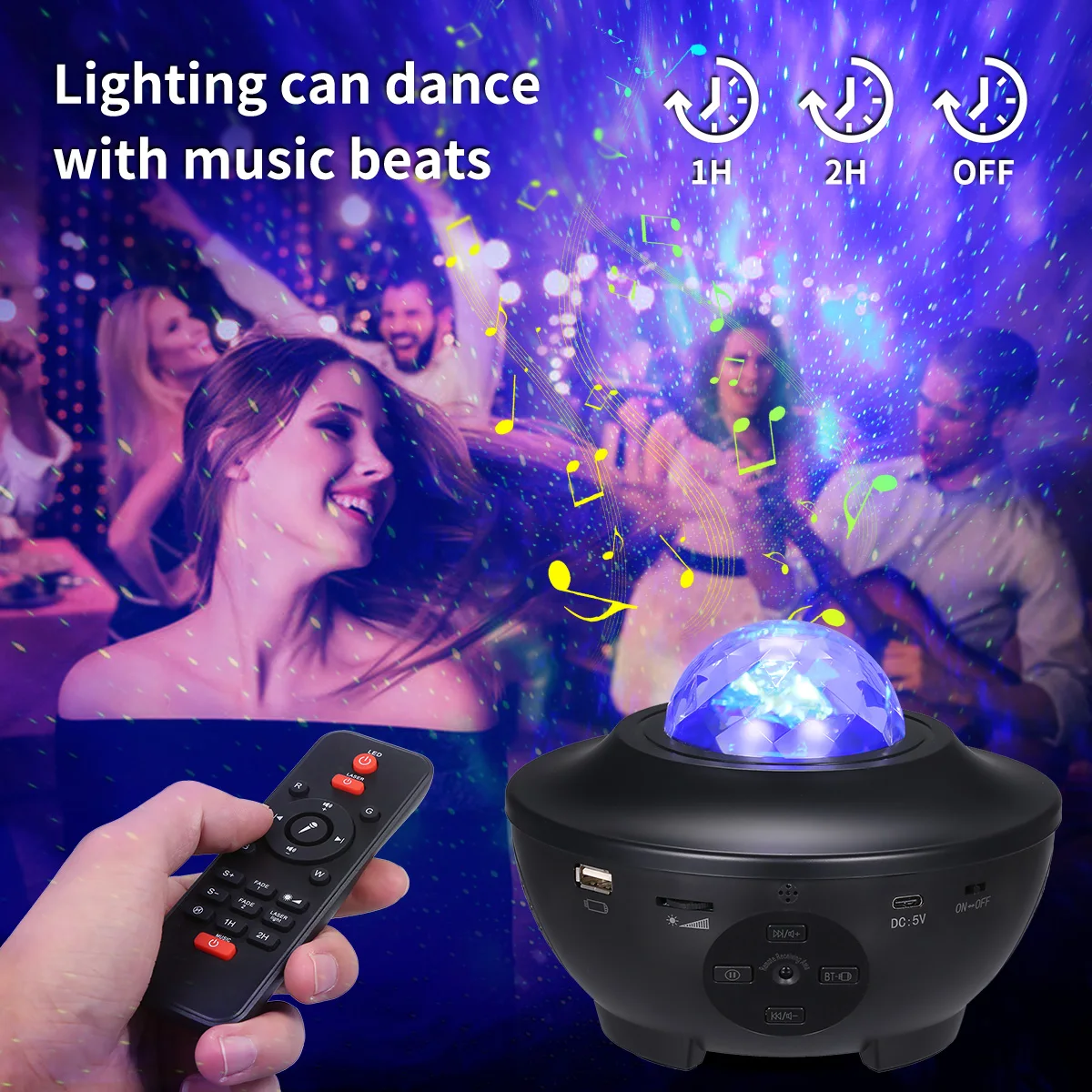 USB LED Star Noč Lahka Glasba Zvezdnato Vodni Val LED Projektor Svetlobe BT Projektor daljinskem upravljalniku Projektor Luč Deco nočna lučka