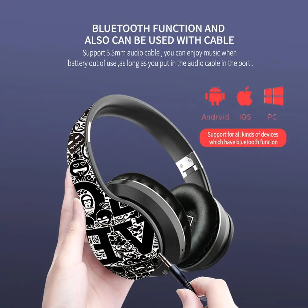 Slušalke Bluetooth 5.0 Slušalke Nad Uho Brezžične Stereo Slušalke Mehko Usnje, Naušniki vgrajeni Mikrofon za PC/Cell Phones/TV