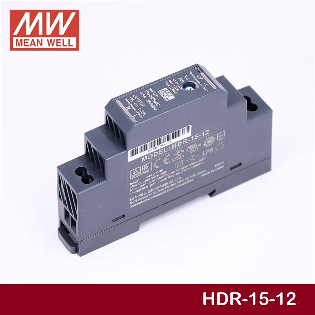 Ankang POMENI TUDI HDR-15-12 12V 1.25 meanwell HDR-15 15-VATNA En Izhod Industrijske DIN Rail Napajanje