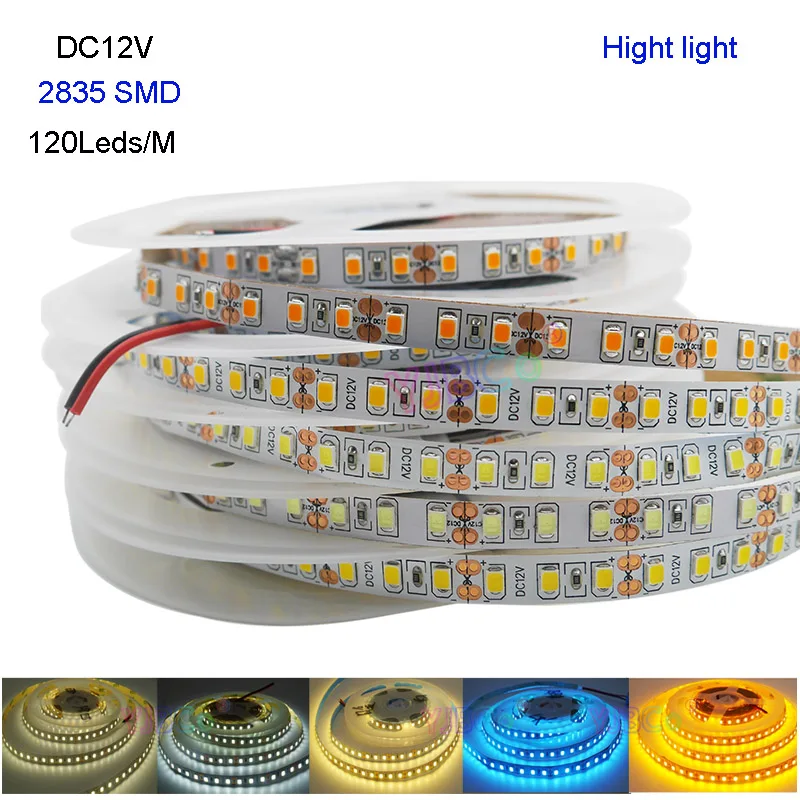 Upogljiv LED Trak svetlobe bela/topla Nova Višina svetlobe, 5M DC12V 2835 SMD 120 Led/m IP20 bela/Bela/modra/Ice blue/zlato rumeno