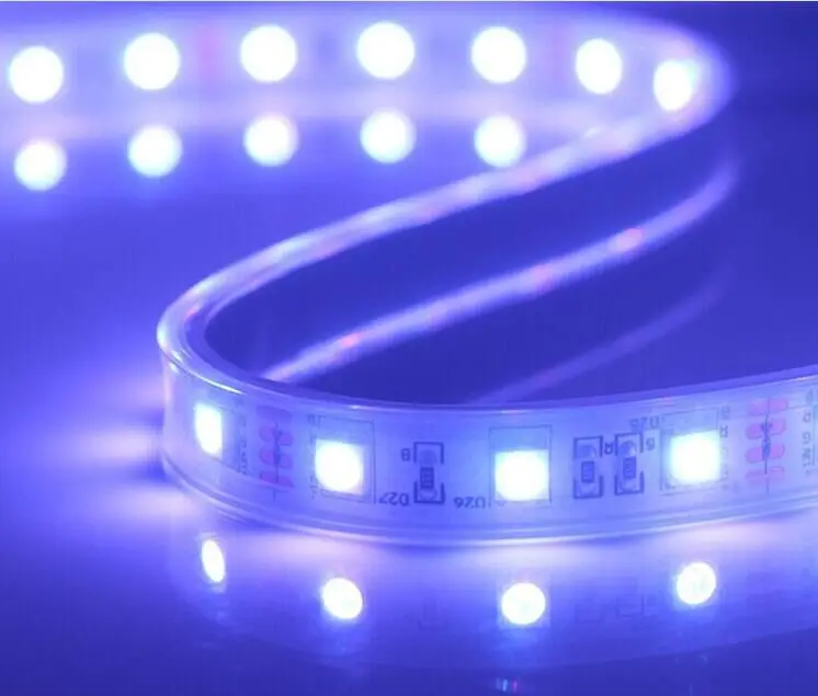 UV(390nm-400nm) barvni LED trak 5050 SMD 12V prilagodljive luči 60LED/m,5m 300LED;nepremočljiva v silicijevi cevi;IP66;beli pcb