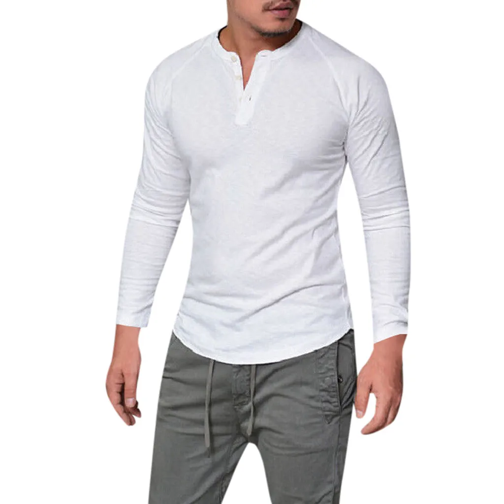 Modno oblikovanje Moških Slim Priložnostne Mišic, Trdnih Dolg Rokav V Vratu Vrhovi Bluzo T-Majice