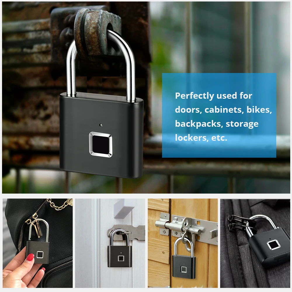 Brez ključa USB za Polnjenje Zaklepanje Vrat prstni odtis Zaklepanje Smart Ključavnico, Hitro Odkleni Cinkove zlitine Kovin Za varnost varstvo