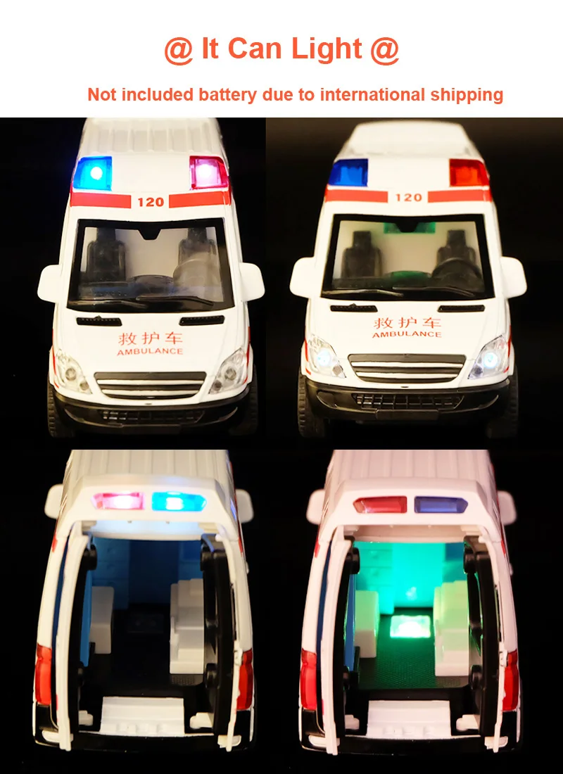 1:32 mesto diecast ambulante nujne igrača avto model svetlobe odprite vrata ambulancia oyuncak Izobraževalne Otroci igrače za otroke