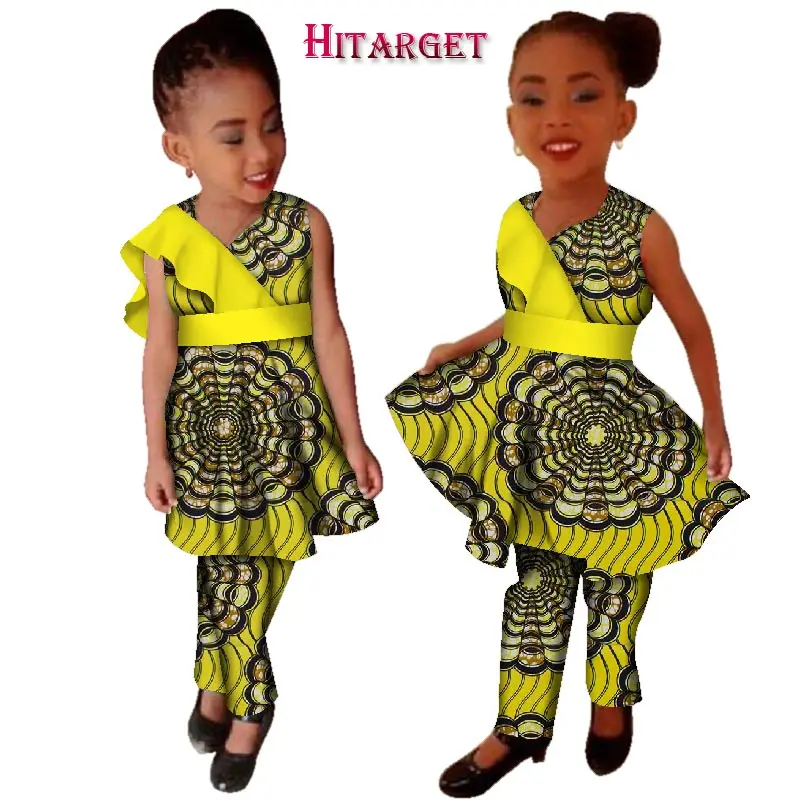 Nova Dekleta Plus Velikost Afriška Oblačila, Obleke, Vestidos Dashiki Afriške bazin riche Vosek Tiskanja Splice Obleke in Hlače Določa WYT124