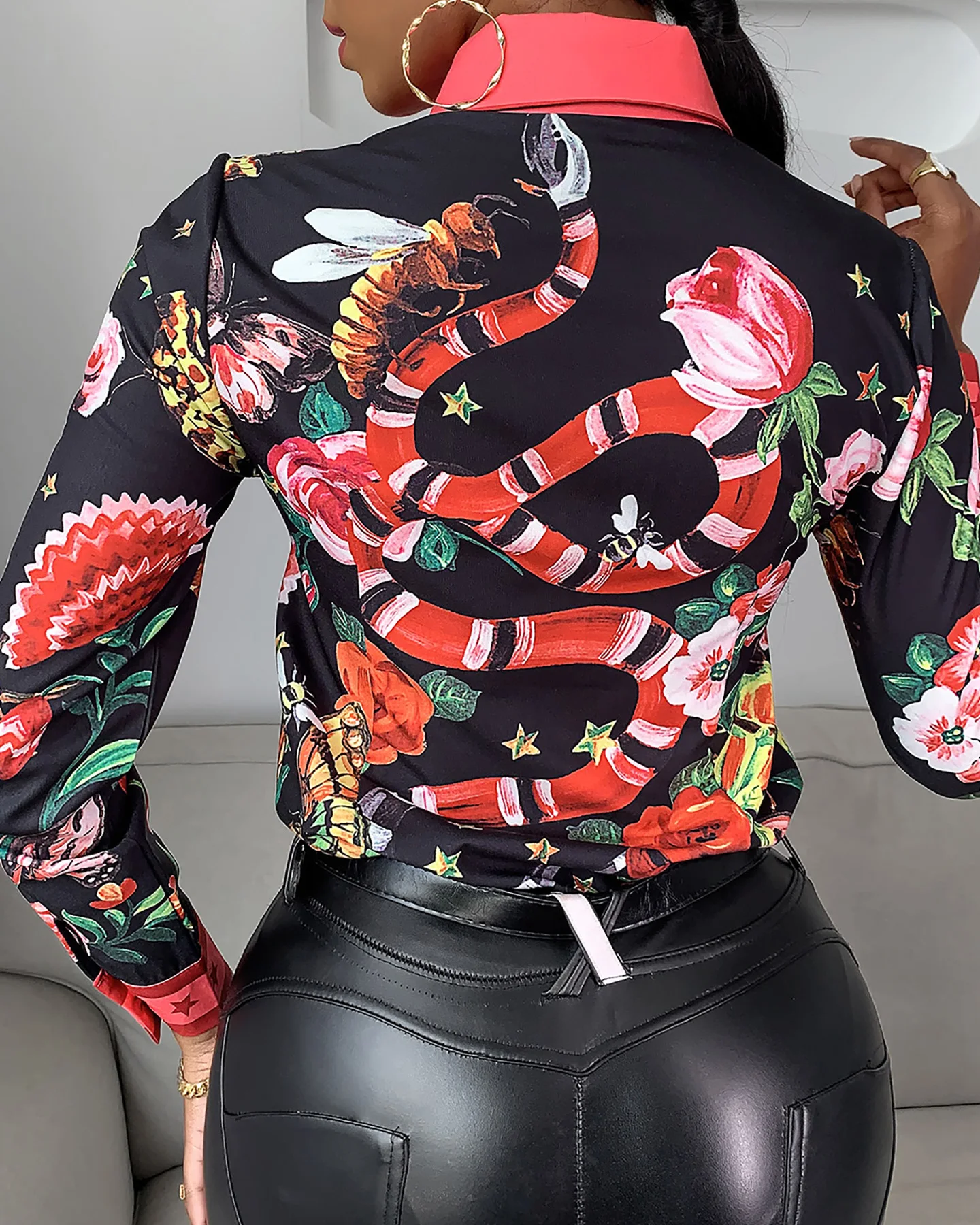 2020 Ženske Priložnostne Jeseni Zavoj navzdol Ovratnik Elegantna Šifon Bluzo Kravato Vratu Cvetlični Metulja Print Dolg Rokav Bluzo Dame Majica