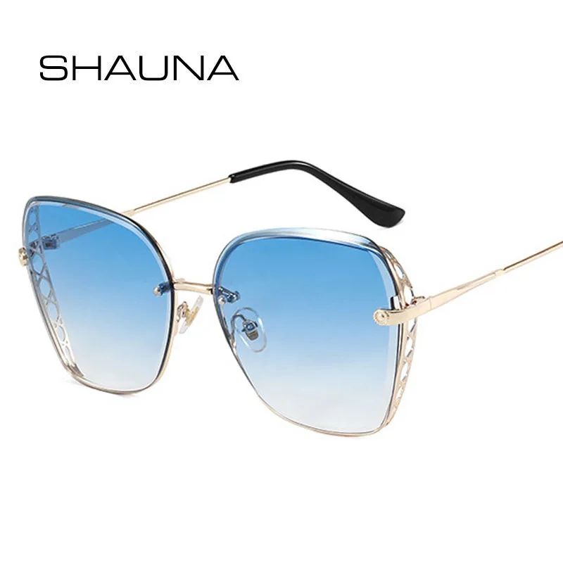 SHAUNA Moda za Ženske Rimless sončna Očala Votlih Kovinskim Okvirjem Kvadratnih Gradient sončna Očala UV400