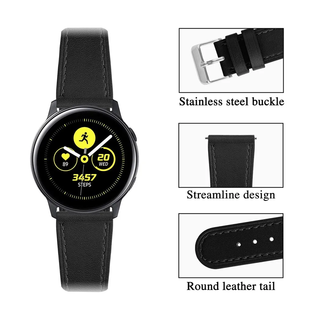 EiEuuk Opremo Pravega Usnja Zamenjava Watch Band Zapestnica Zapestje Traku za Samsung Galaxy Aktivno 40 mm Smartwatch