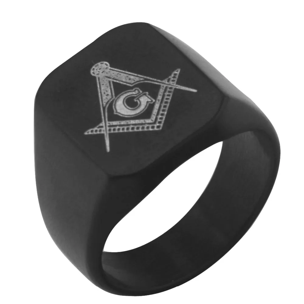 Moška Črna prst Prostozidarskih Obroči,iz Nerjavečega Jekla, Prostozidarji, obroči,prostozidar pečatni prst modni prstan prstan ,Moške črnega nakit