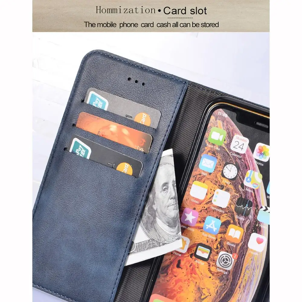 Resnično Magnetni Usnjene Denarnice Flip Primeru Telefon Za iPhone 11 Pro Max XR XS MAX 6 6S 7 8 Plus X za Celotno Telo, Poslovni Zadnji Pokrovček