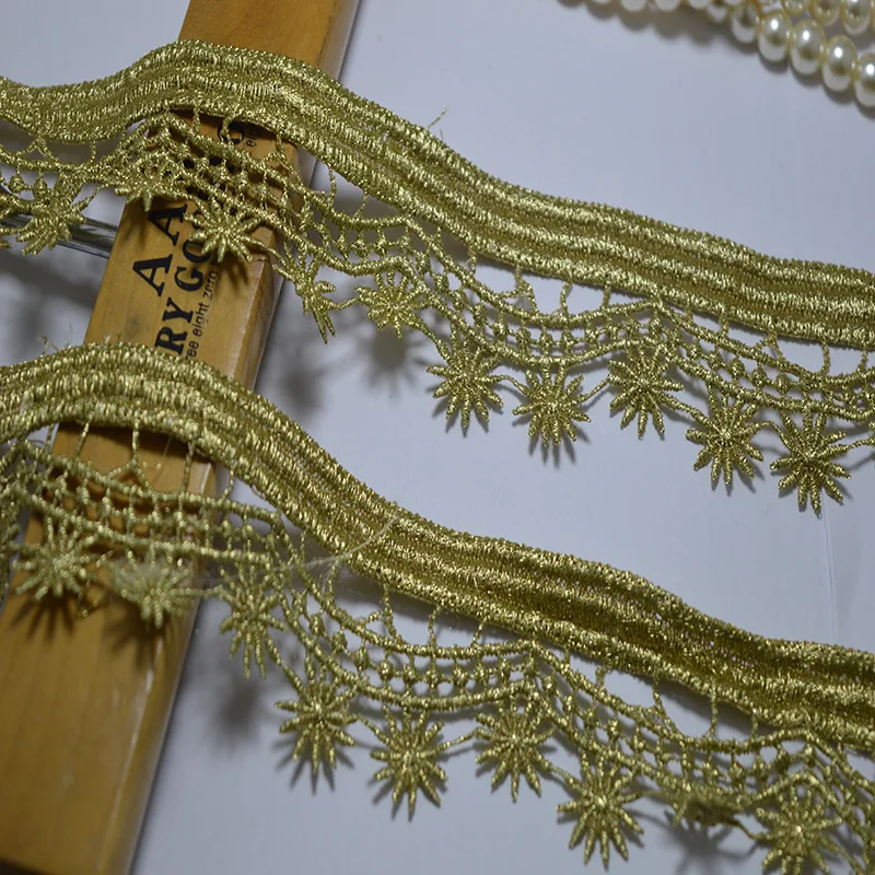 4.5 cm širina(2m/veliko) zlato mrežo vodi topnih Vezenine, čipke trim za oblačila in poročno dekoracijo-2016618G14