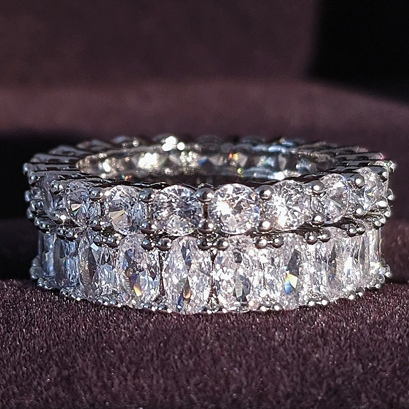 Original 925 Sterling silver Obroči nastavite band obroč za Ženske angažiranosti poročni modni nakit prst Črni petek R5726