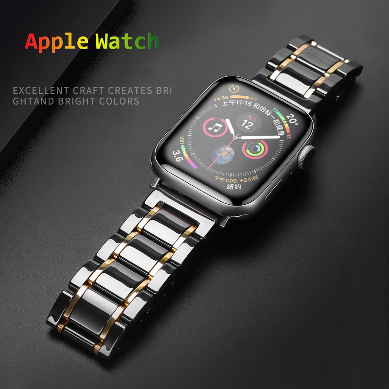 OHIŠJE+Keramični Trak Za Apple Watch Band 44 40mmm Luksuzni zapestnica iz Nerjavečega jekla 42mm 38 mm 44 mm iWatch series 3 4 5 jv 6