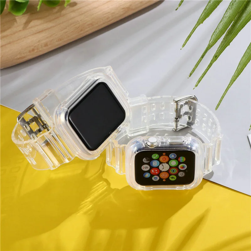 Trak za Apple Watch Band 44 iWatch band Pribor Pregleden integrirano Silikonsko Zapestnico Apple watch serie 4 5 jv 6 44 mm