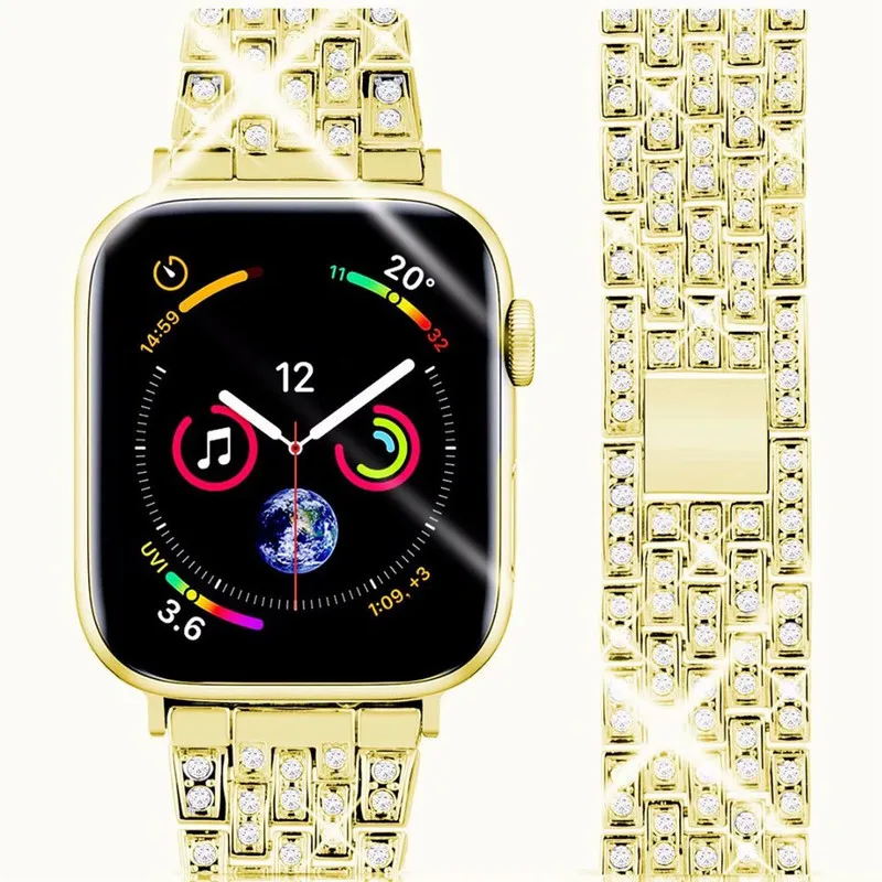 Bling Diamond Link + Okvir velja za Apple Watch Serija 1 2 3 4 5 Luksuznih iz Nerjavečega Jekla Pasu Kritje za IWatch 44/42/40/38 mm