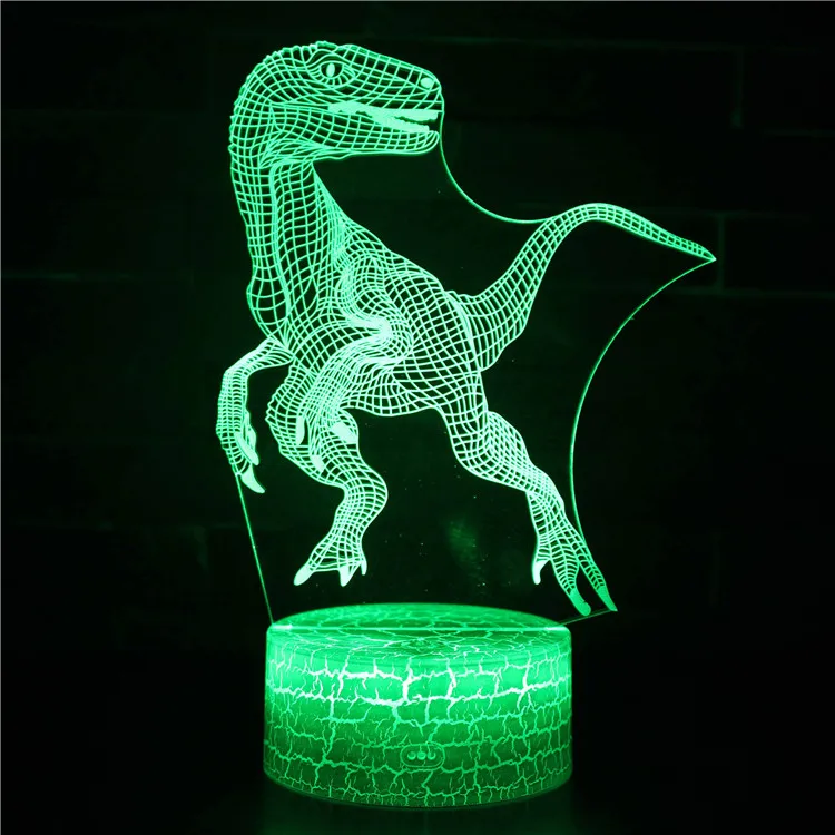 WPD Noč LED Luči Dinozaver 3D lučka Luštna Igrača Darilo 7 Barv Risanka Lučka Za Otroke, Otroci Soba