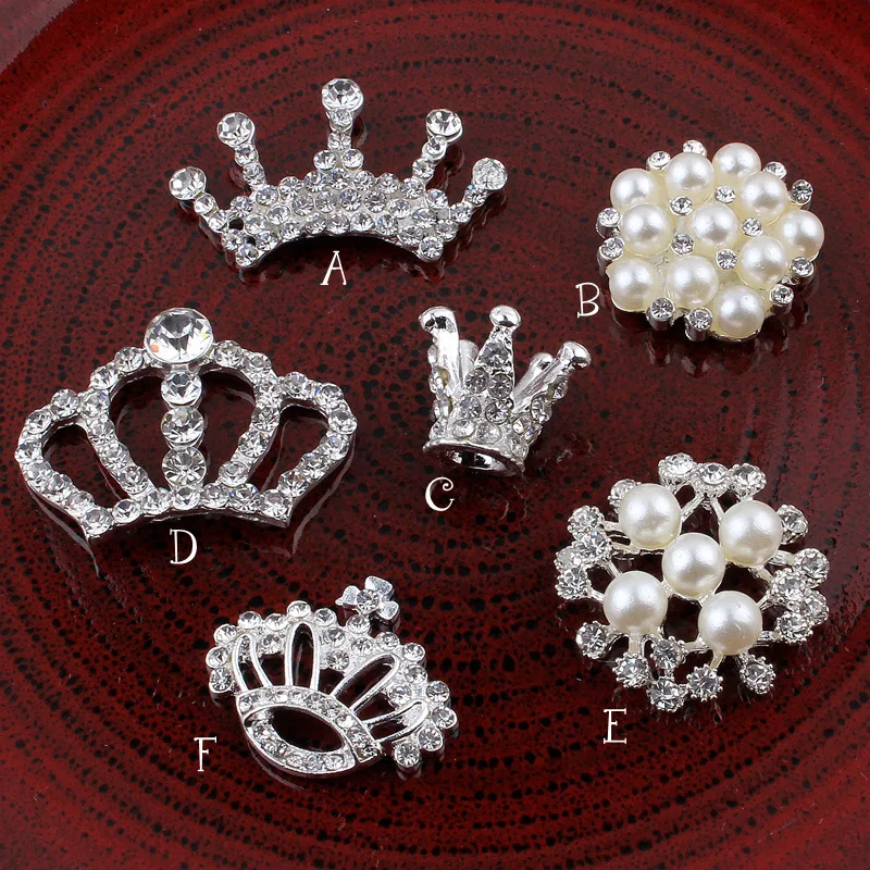 Debelo nove zlitine krono cvet design ročno izdelane kristali pearl moda gumb DIY dekorativni okras, nakit, pribor 12pc