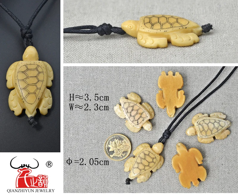 GX101 Vroče Prodaje Jaka kosti nakit Havajih Surfer obesek moških ogrlica Letnik rumena Morske Želve, ročno izdelana ogrlica darilo miniaturni
