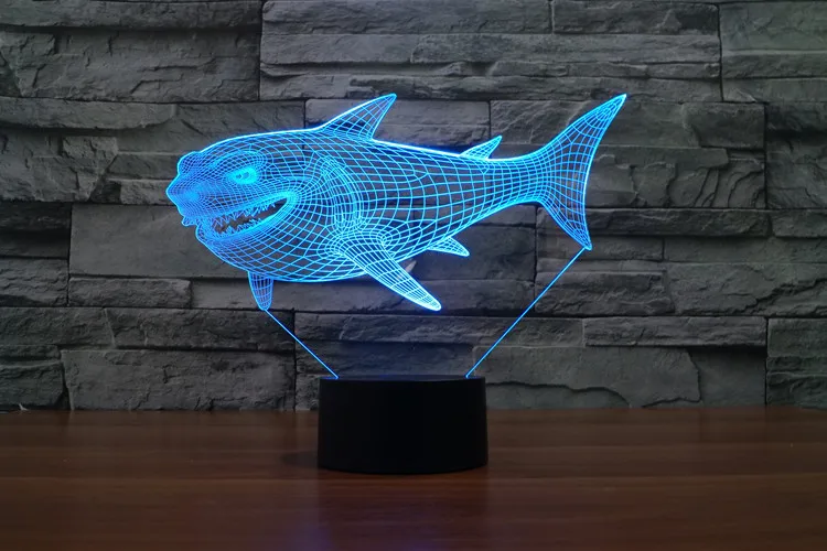 Shark Model 3D LED Luči Hologram Iluzije 7 se Spremeni barva Dekor Lučka za Najboljši Nočni Svetlobi Darilo za Dom Deco