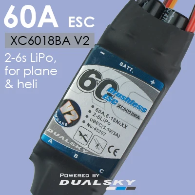 Dualsky XC6018BA V2 z UBEC 60A Električnih Ščetk za Nadzor Hitrosti, za RC Letal