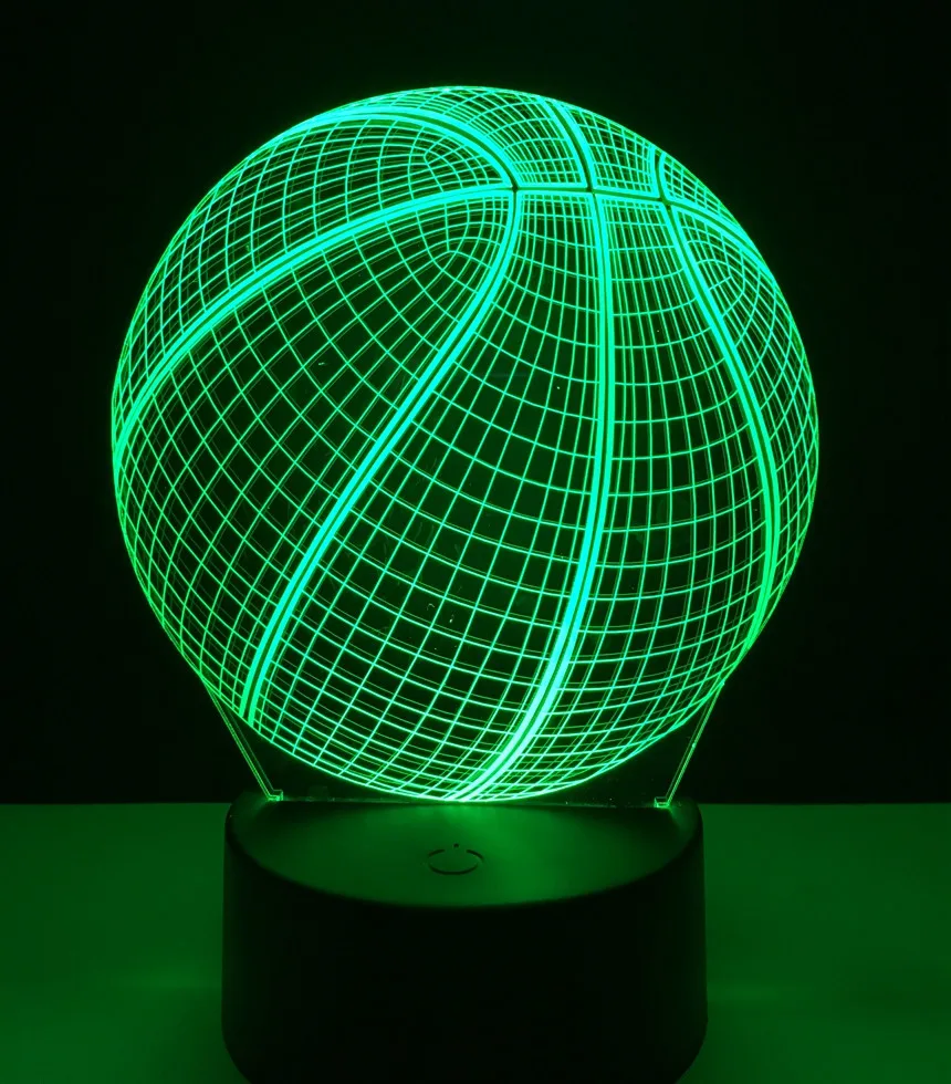 3D Košarka LED Nočna Lučka 7 Barv spreminja delovanja Slika Dotik Optične Iluzije, namizne Svetilke Doma Dekoracijo Modela Darilo