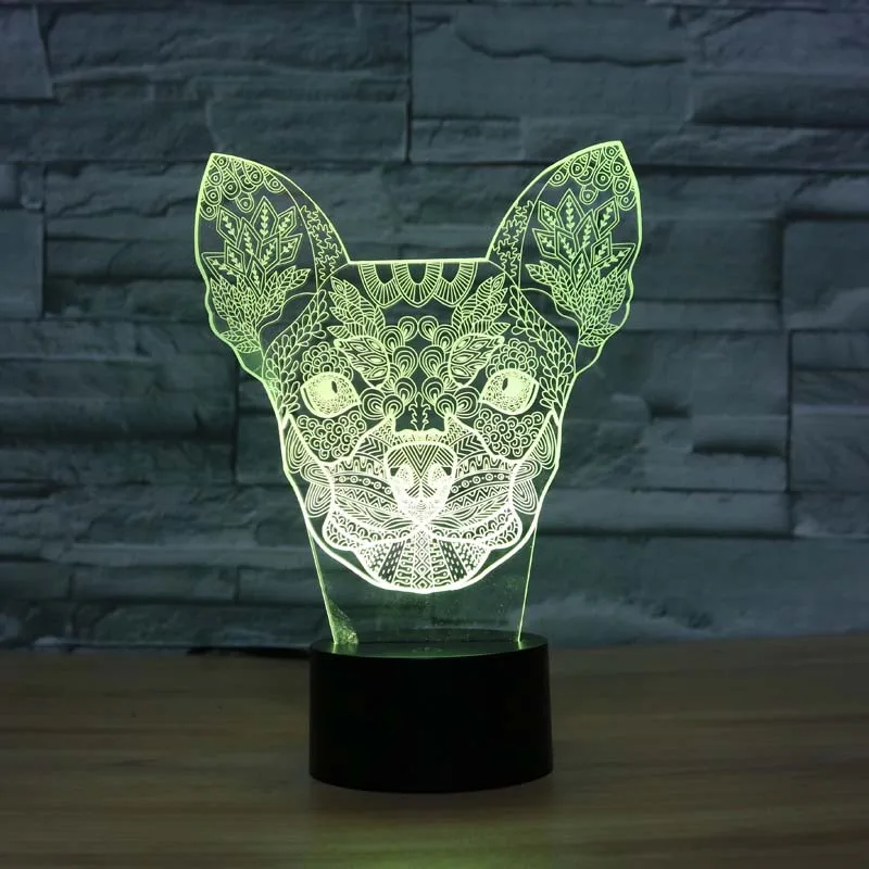 Chihuahua 3D Lučka 7 Barv Spreminjanje Akril Konj Led Nočne LED Desk namizne Svetilke USB Posteljne Svetilke Dekoracijo svetlobe