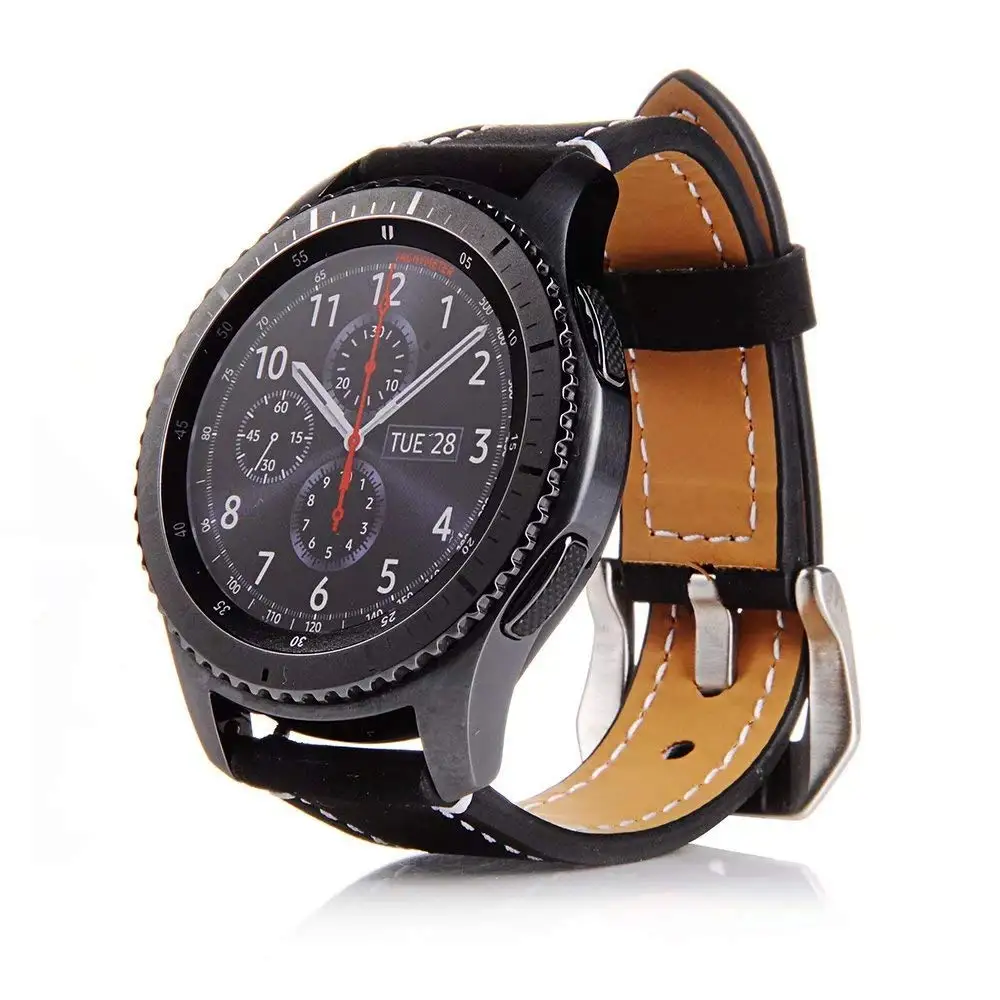 Kravje Usnje Watch Band 22 mm Trak za Samsung Prestavi S3/Galaxy Watch 3 45mm/46mm Zamenjava Zapestnica Pasu za Huawei Watch GT 2 1