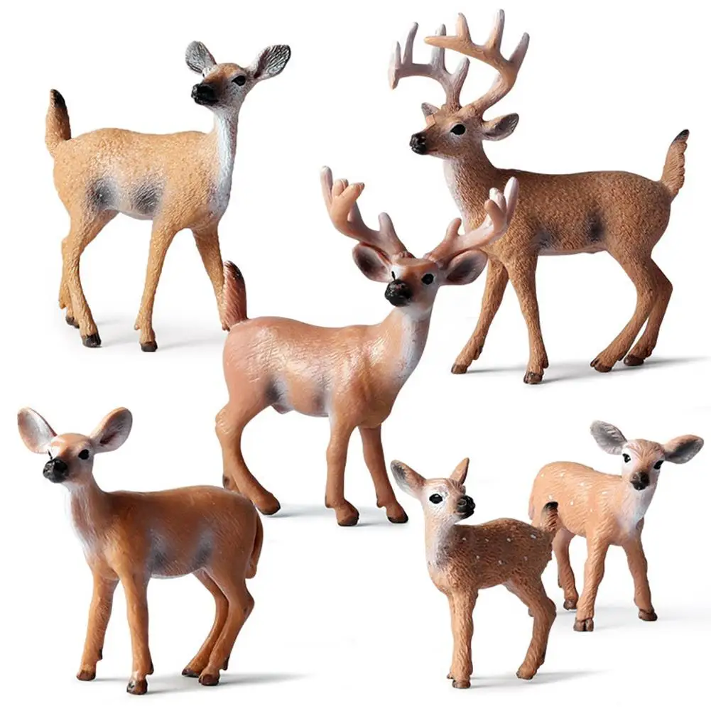 6Pcs/Set Simulacije belorepi Jelen Živali Model Božič Dom Dekor Otroci Igrače
