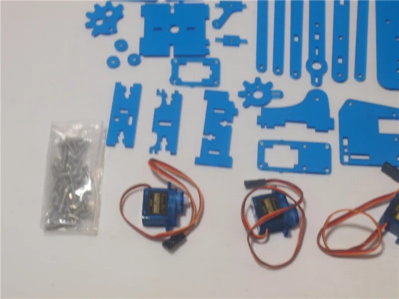 Funssor DIY meArm Mini Industrijske Robotsko Roko Deluxe Kit laser cut modro barvno akrilno ploščo okvir 9 g mikro Servos meArm učenec