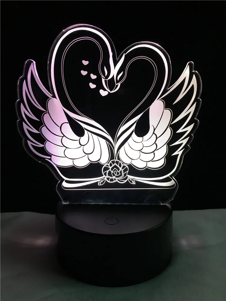 Novost Swan Oblike 3D Lučka LED USB Lučka Lučka na Dotik RGB Barv previjalna Miza Noč Svetlobe Postelji Dekoracijo LED Lučka
