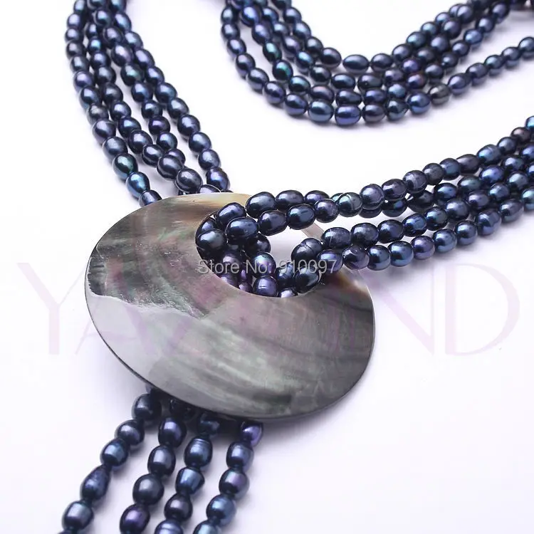 LHX54013>>>>>edinstveno temno modra sladkovodnih 8 mm pearl abalone ženske 50 inch pulover ogrlica