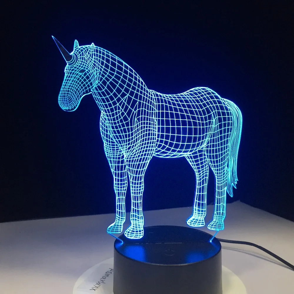 Samorog 3D LED Nočna Lučka s 7 Barv Svetlobe za Dom Dekoracija Žarnice Neverjetno Vizualizacija Optične Iluzije, Super Hologram
