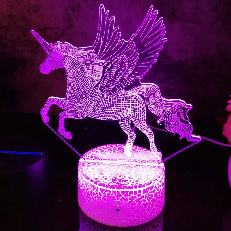 3D LED Nočna Lučka Lučka samorog Serije 16Color 3D Noč svetlobo Daljinskega upravljalnika namizne Svetilke, Igrače Darilo Za otroka Doma Dekoracijo