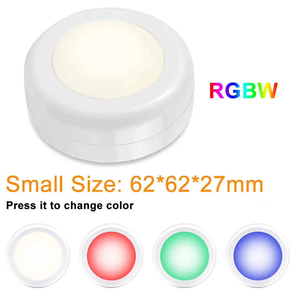 1-6Pack RGB LED Pod Kabinet Svetloba, možnost zatemnitve Pritisnite Nadzor LED Plošček Luči Za Omari, Stopnice, Hodnik Nočna Lučka
