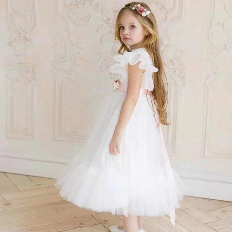 2020 Poletje Novi Otroci, Dekleta Princesa Obleko Otrok Elegantno Obleko Očesa Čipke Letenje SleeveTeenage Baby Stranka Obleko, #9204
