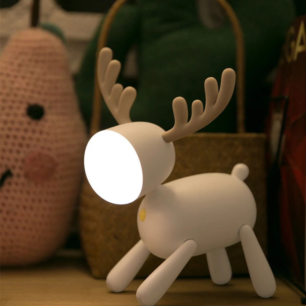 Jelenov Elk Jelena Rotacijski Noč Svetlobe Rep Nastavljiv Čas USB Lučka Otroci Soba Dekor Namizno dekoracijo Božični lučka