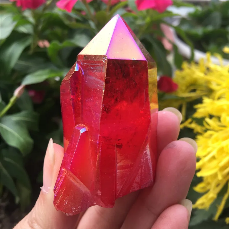 Naravne crystal grozdov Vzorcu aura galvanizacijo Gemstone quartz gruče prevleko iz Titana Gemstone quartz cluster